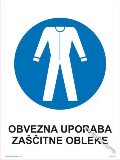 Obvezna uporaba zaščitne obleke 1