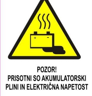 POZOR! PRISOTNI SO AKUMULATORSKI PLINI IN ELEKTRIČNA NAPETOST