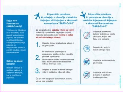 Priporočilo potnikom, ki prihajajo z območja z lokalnim širjenjem ali širjenjem v skupnosti koronavirusa