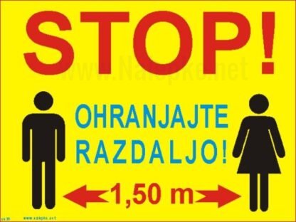 Talna nalepka stop ohranjajte varnostno razdaljo