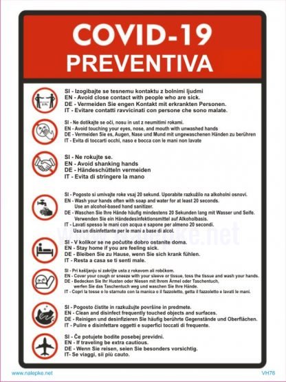 COVID 19 PREVENTIVA - koronavirus SI - EN - DE - IT