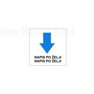 nalepka Puščica dol ter poljuben napis