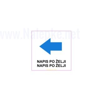 nalepka Puščica levo ter poljuben napis