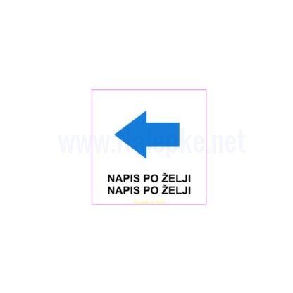nalepka Puščica levo ter poljuben napis