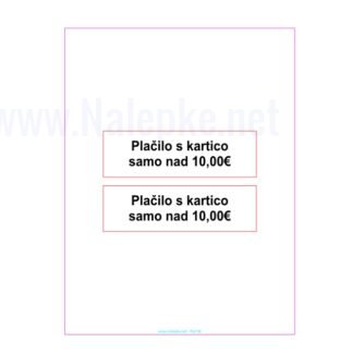 Plačilo s kartico samo nad 10,00€