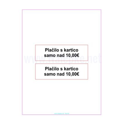 Plačilo s kartico samo nad 10,00€