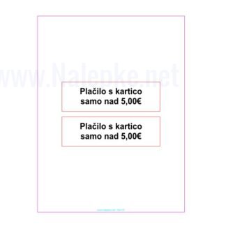 Plačilo s kartico samo nad 5,00€