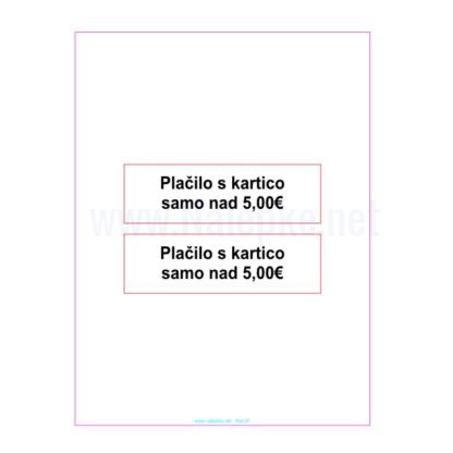 Plačilo s kartico samo nad 5,00€